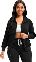 Scrub Jackets for Women Long Sleeve Zip Front - Warm, Durable