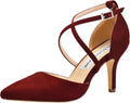 ELEGANTPARK Burgundy Pointed Toe Strappy High Heels - Elegant 3in