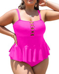Yonique Plus Size Tankini Swimsuit - Tummy Control Two Piece Peplum