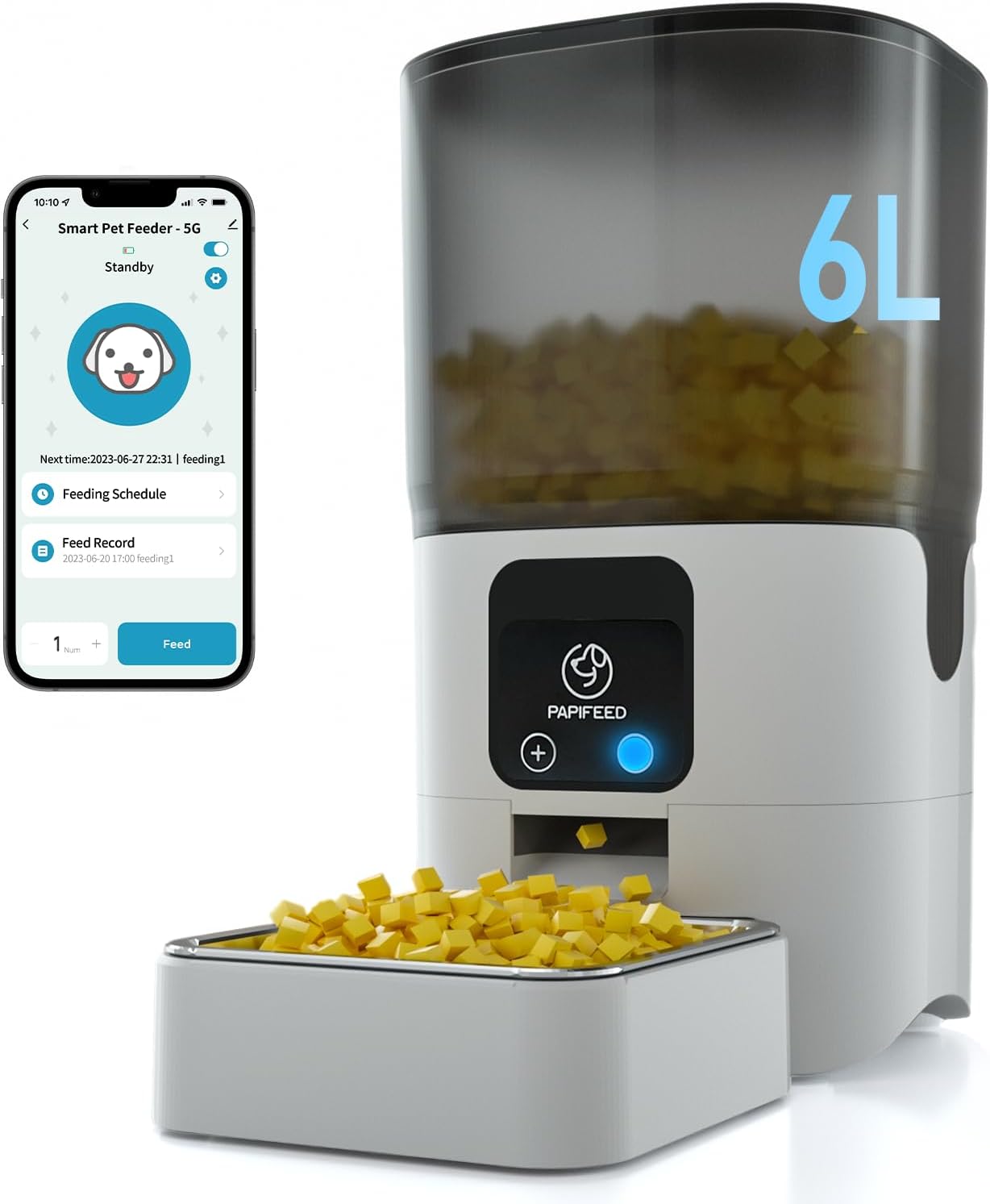 PAPIFEED: 5G WiFi Smart Cat Feeder - Easy Clean, Slow Feed, Alexa Compatible