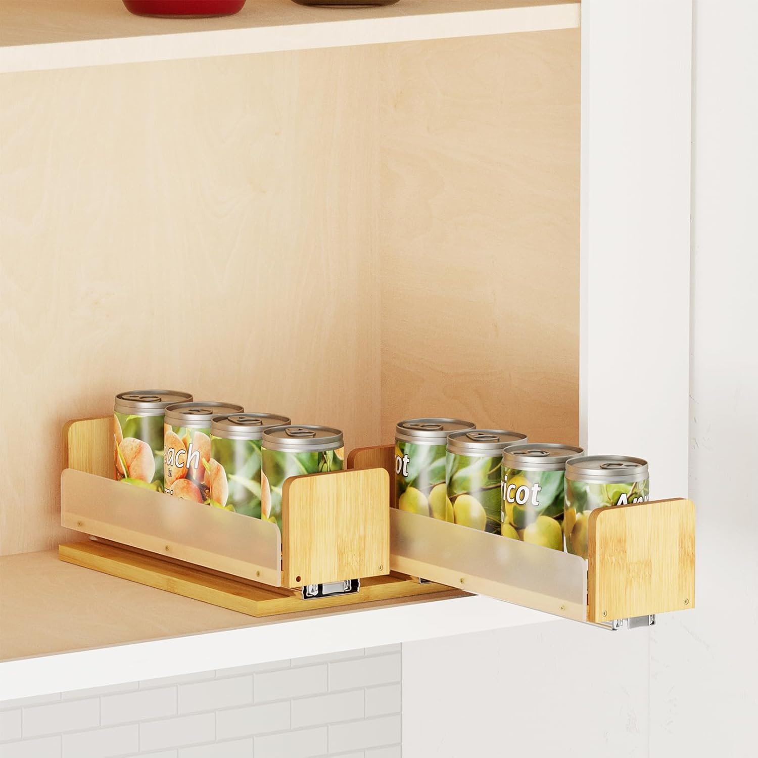 SpaceAid Bamboo Pull Out Spice Rack Organizer for Cabinet