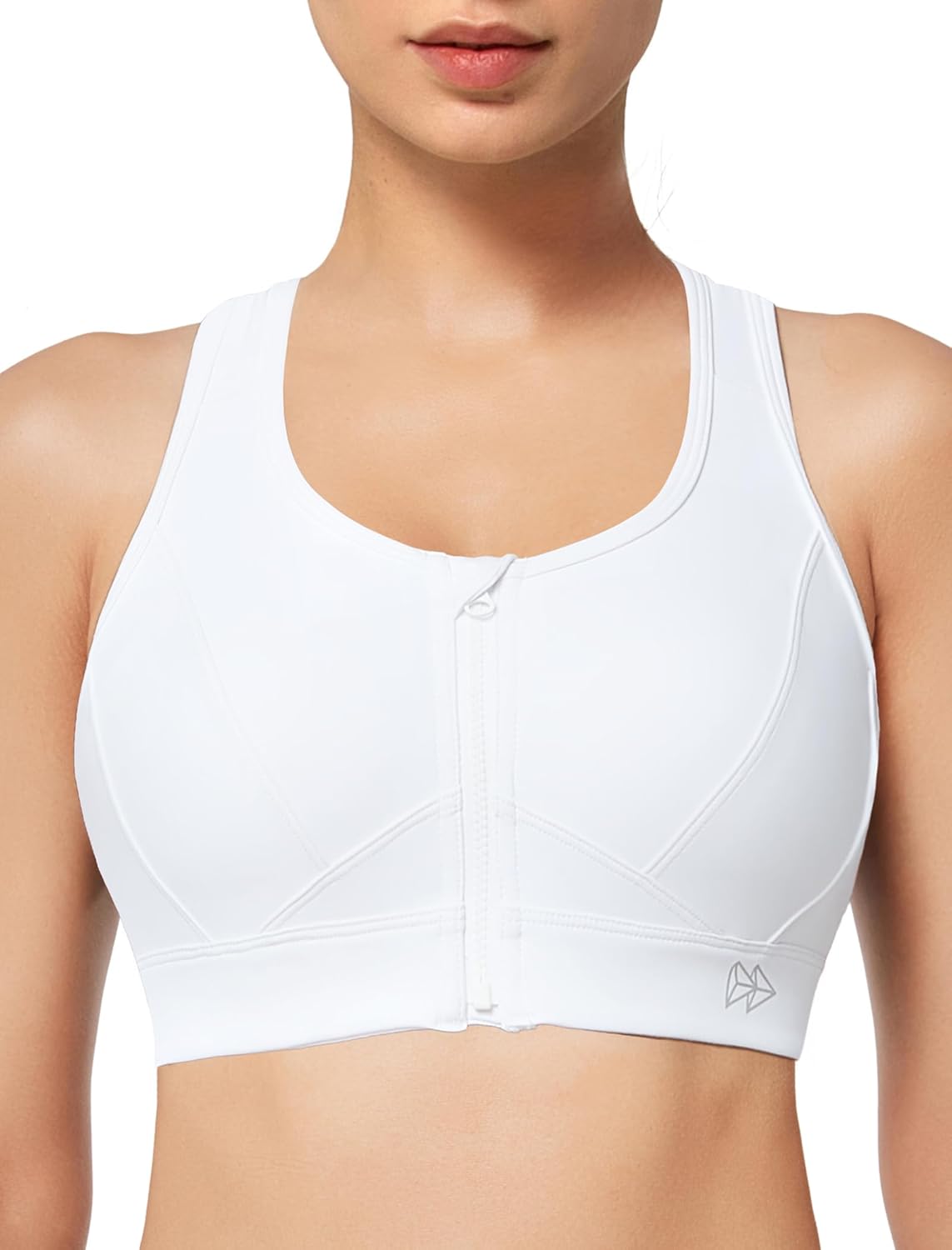 Yvette Zip Front Sports Bra - High Impact Support for Women