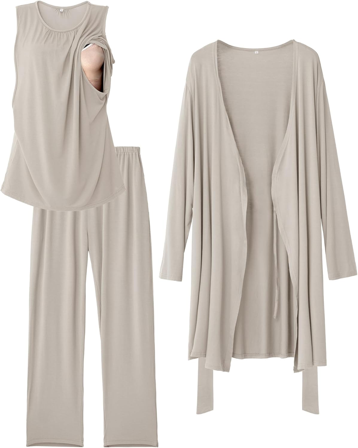 Rnxrbb Nursing Pajamas Gown Set for Women Breastfeeding Comfort