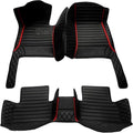 Customize All-Weather Luxury Leather Floor Mats by Model - Black Red