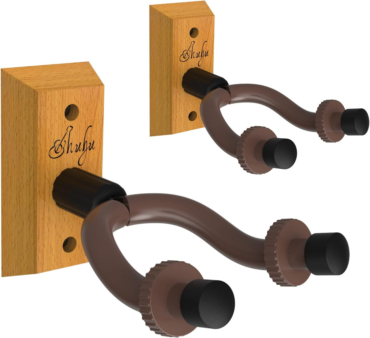 Rotatable Hardwood Guitar Hangers 2-Pack - Securely Display Your Instruments