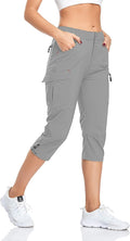 GymBrave Women's Hiking Cargo Capri Pants - Quick Dry UPF 50