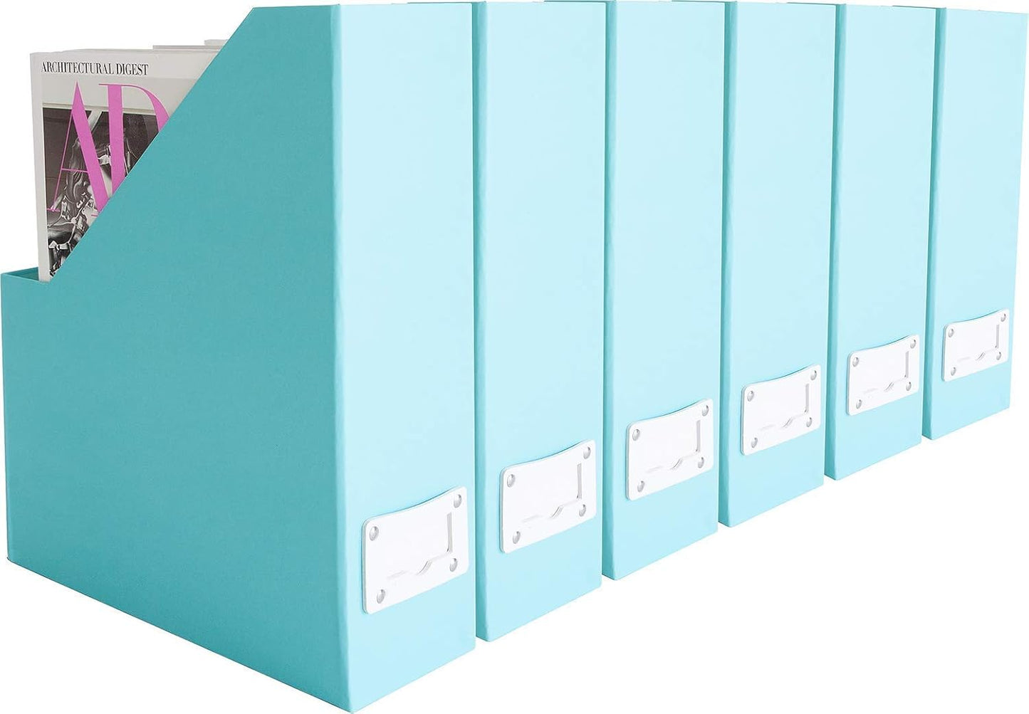Aqua Magazine File Holders Set of 6 for Stylish Organization