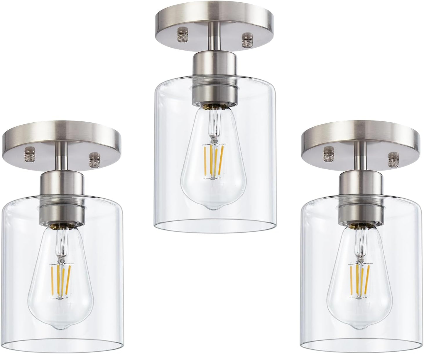Modern 1-Light Semi Flush Mount Ceiling Light with Glass Shade