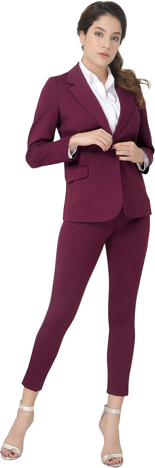 Marycrafts Womens Two Piece Business Blazer Pant Suit Set