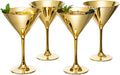 MyGift 8-Ounce Metallic Gold Tone Martini Glasses - Elegant Set of 4
