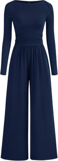 Women's Ribbed Long Sleeve Jumpsuit with Pockets - Fall 2025