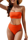 Women's High Waisted Strapless Bikini Set - Flattering Retro