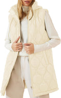 EVALESS Long Puffer Vest Women Sleeveless Hooded Puffer Jacket - Warm
