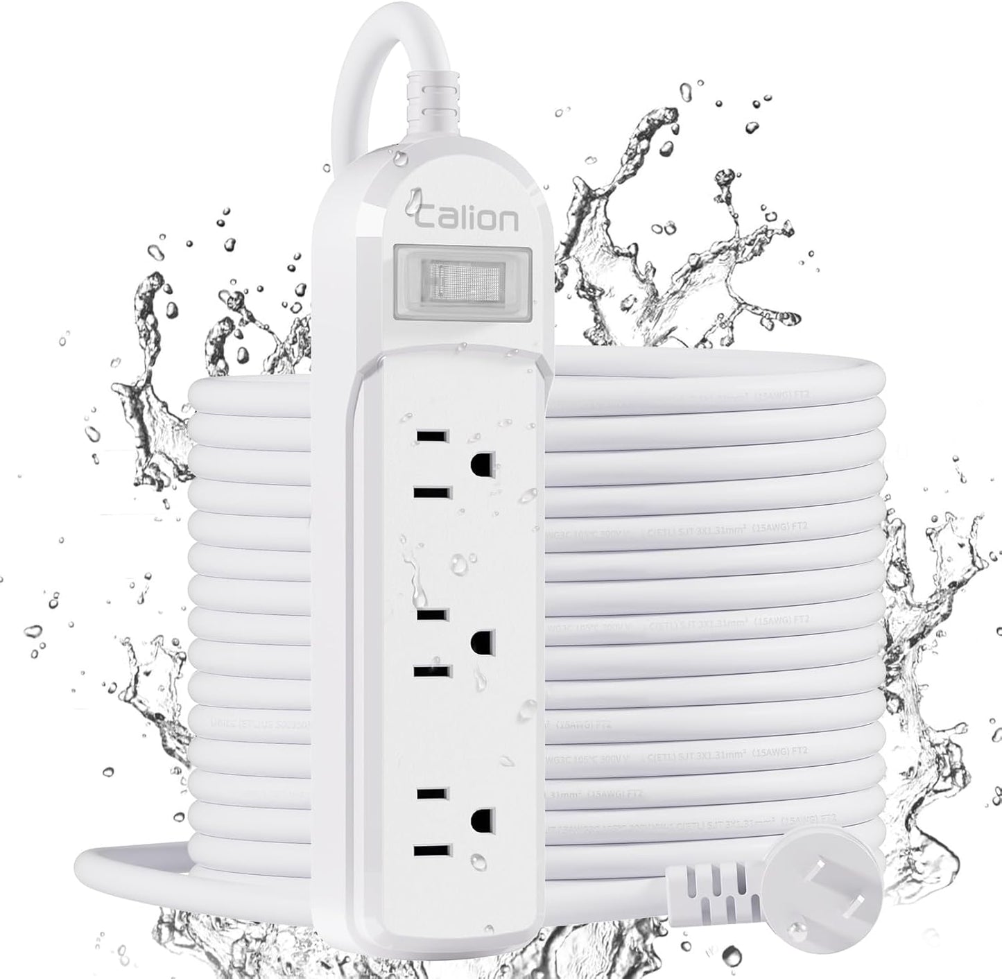 Outdoor Power Strip Weatherproof with 3 Outlets and Safety Features