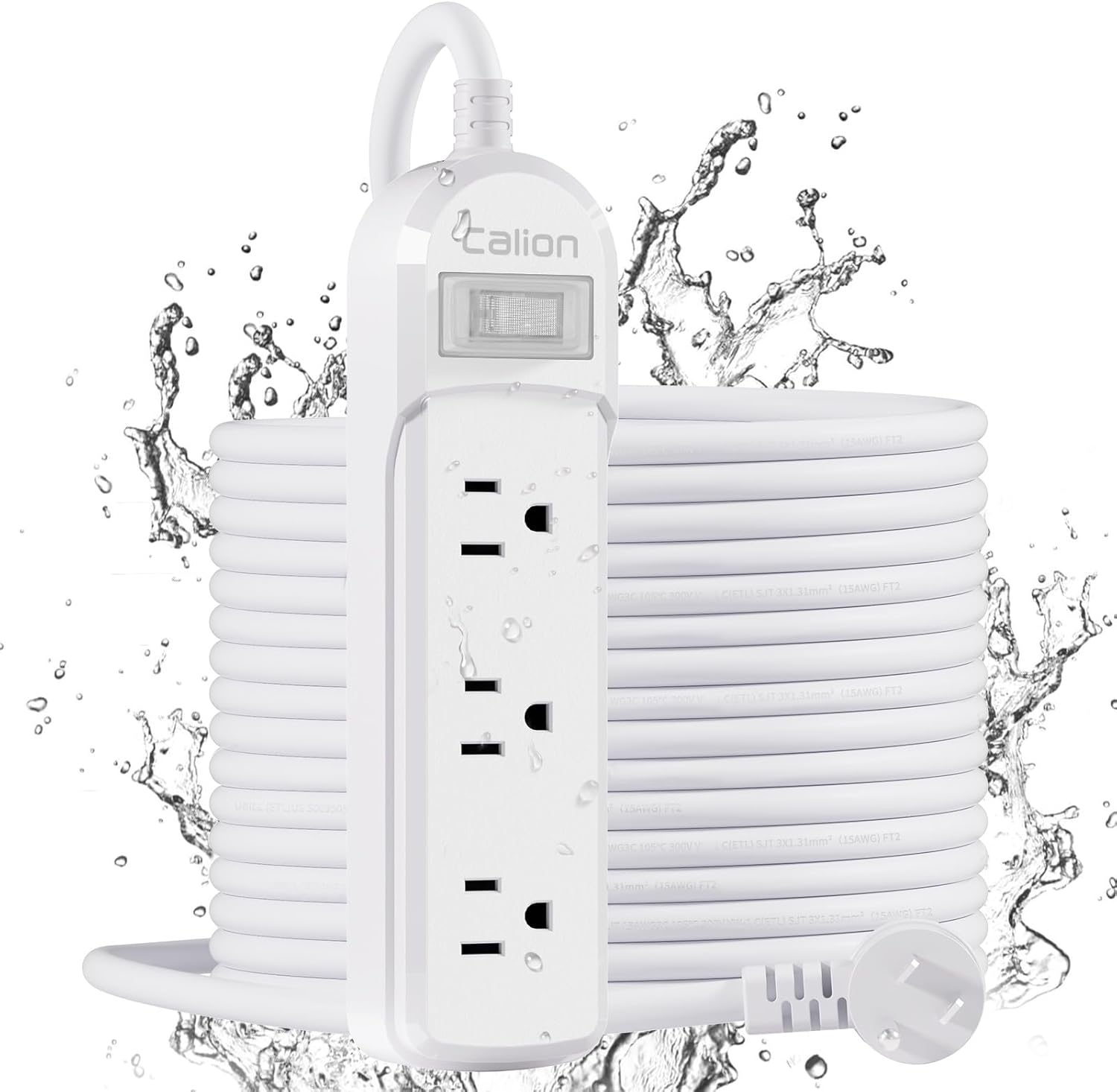 Outdoor Power Strip Weatherproof with 3 Outlets and Safety Features