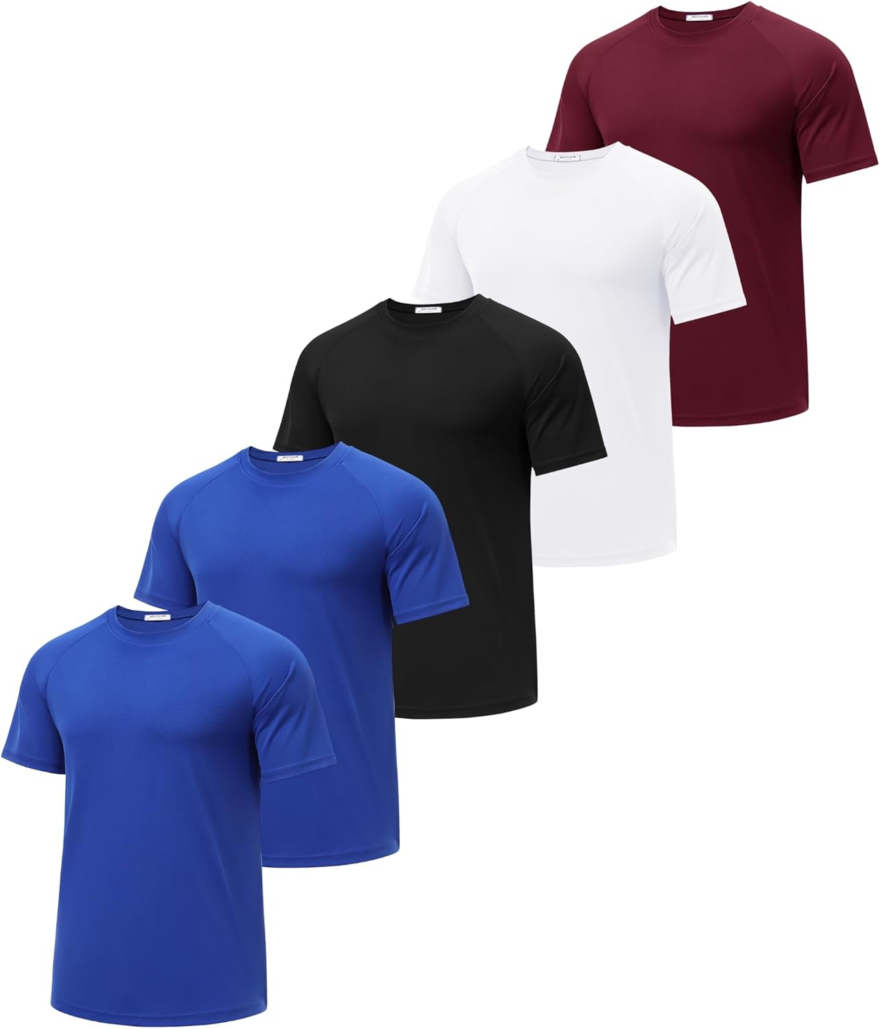 PINSPARK 5 Pack Workout Shirts for Men - Moisture Wicking Tees