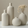 Modern Ceramic Vase Set Neutral Colors 4-Piece Collection - Stylish