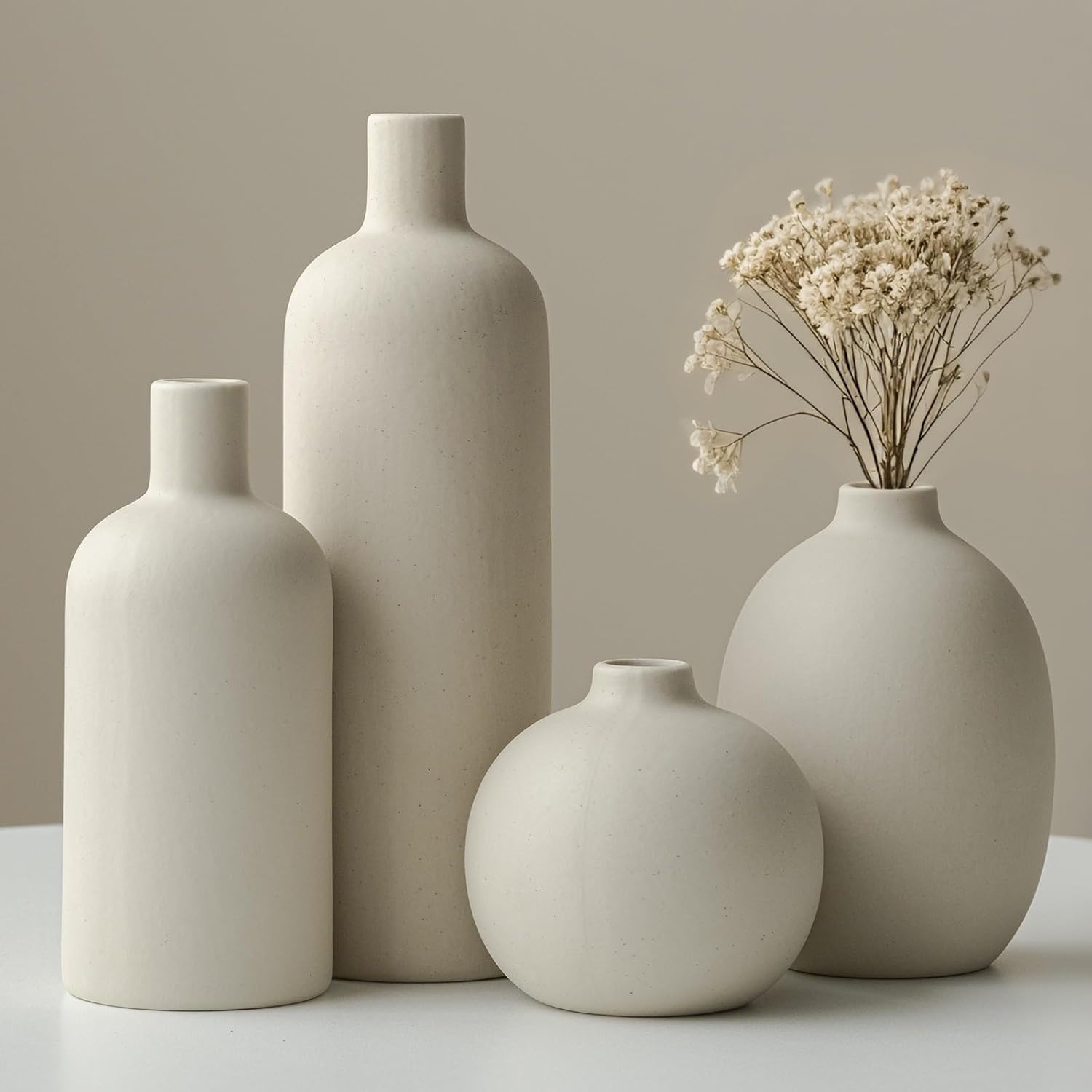 Modern Ceramic Vase Set for Home Decor, 4 Piece Collection