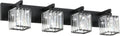 Black Vanity Light 4-Light Crystal Bathroom Fixture - Modern Dimmable