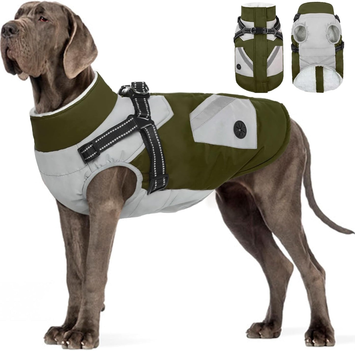 FUAMEY Dog Winter Jackets for Large Dogs - Warm Waterproof Coat