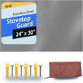 Stainless Steel Backsplash 24 x 30 in - Durable Stove Splatter Guard
