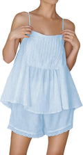 Womens Cotton 2 Piece Summer Pajama Set - Soft Sleeveless Top & Shorts