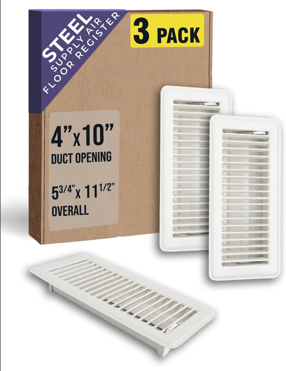 Floor Register with Louvered Design for 4x10 and 10x4 Ducts