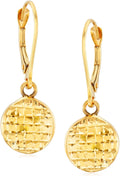 14kt Yellow Gold Textured and Polished Disc Drop Earrings - Secure