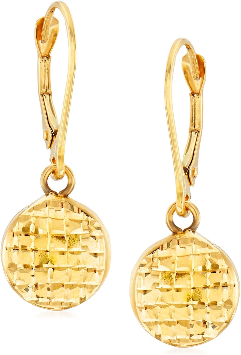 14kt Yellow Gold Textured and Polished Disc Drop Earrings Review