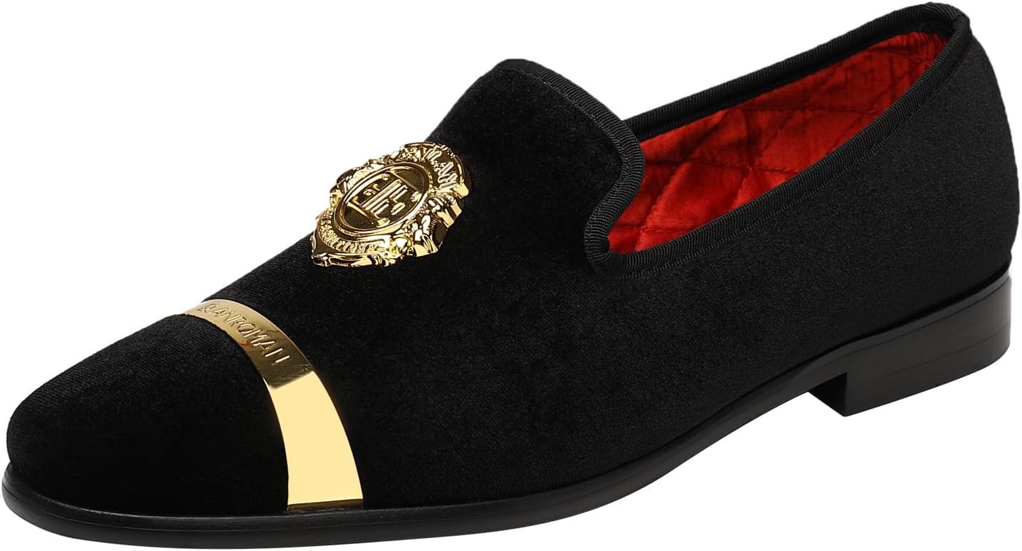 ELANROMAN Men's Velvet Loafers for Weddings and Parties