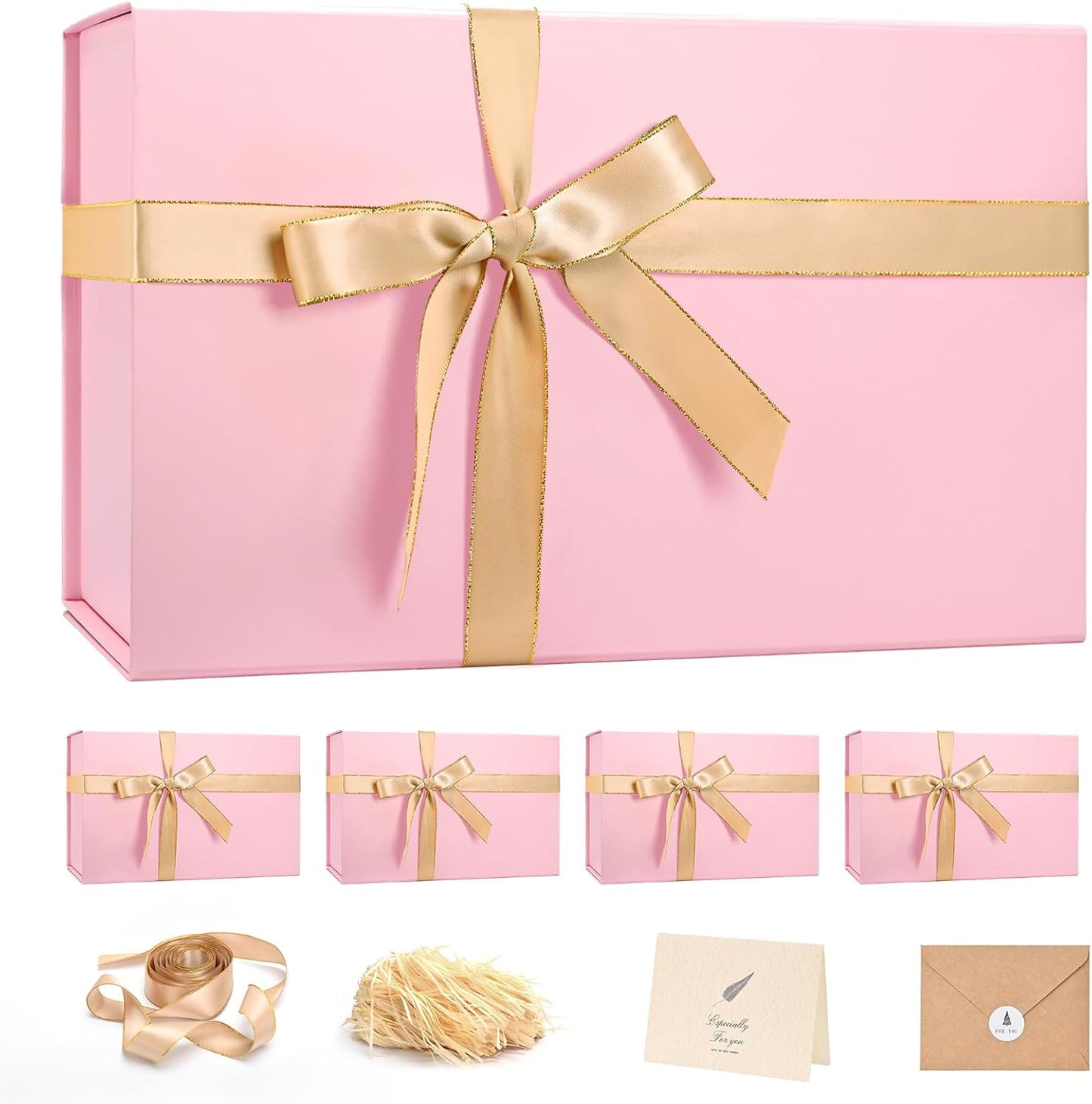 LIFELUM Large Pink Gift Box for Christmas and Special Occasions