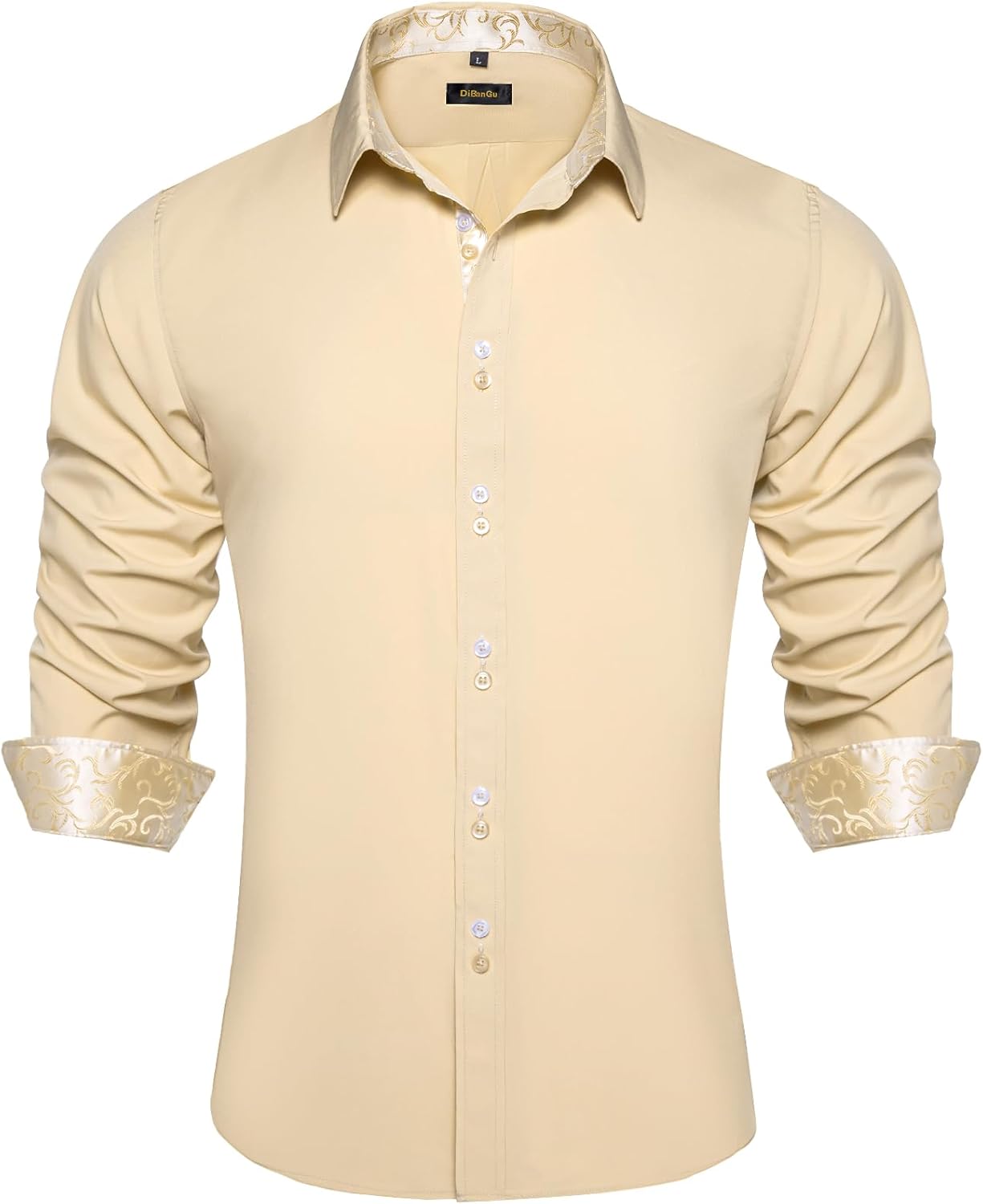 DiBanGu Men's Dress Shirt Long Sleeve Casual Button Down Style