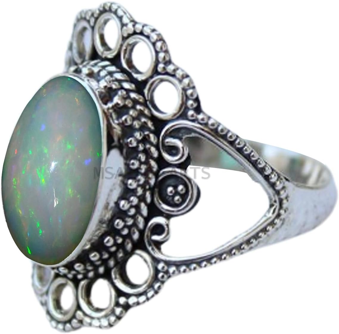 Solid 925 Sterling Silver Ring with Genuine Black Onyx Gemstone