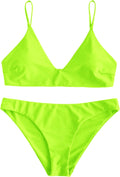 Women's Solid Spaghetti Strap Bralette Bikini Set - Flattering Ribbed