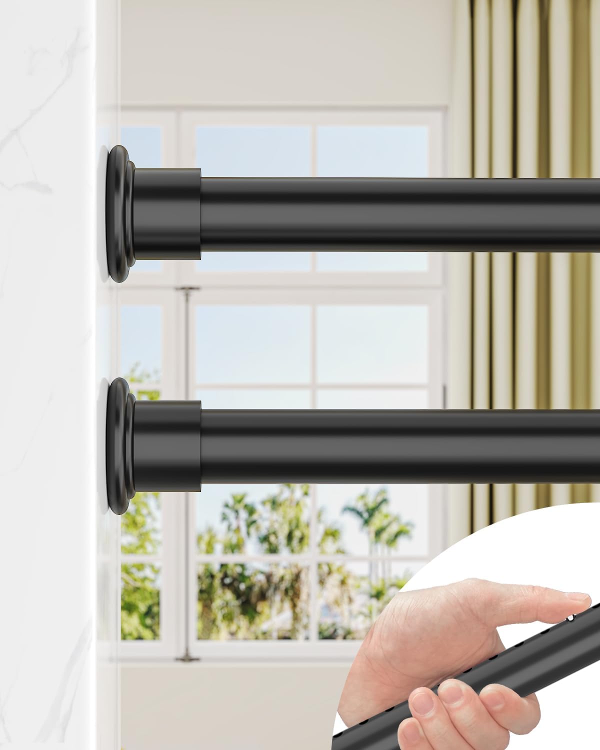 ALLZONE Tension Curtain Rods for Windows, Heavy Duty 83-123 in