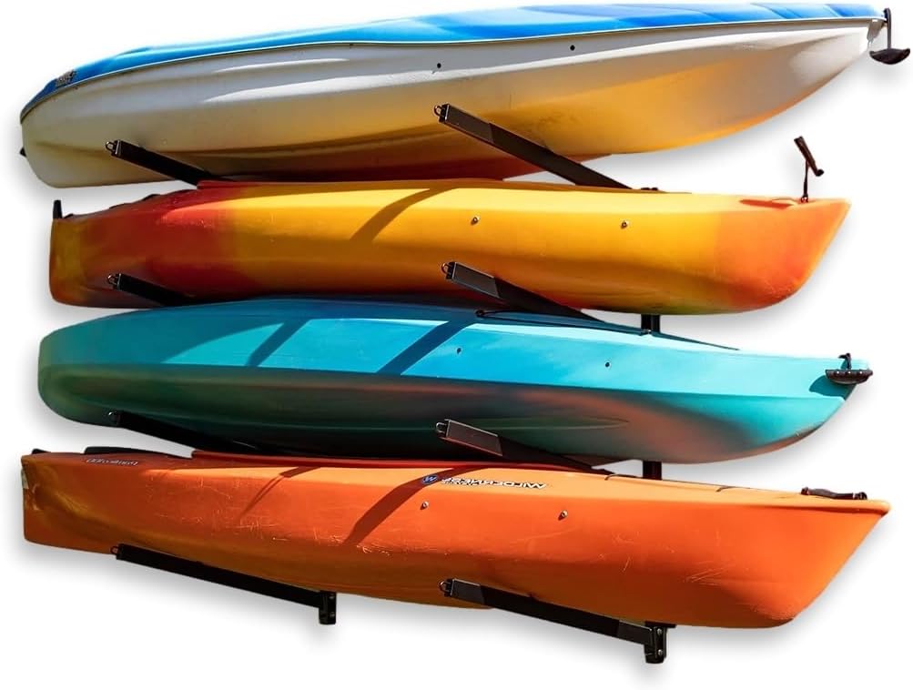 Heavy-Duty Outdoor Kayak Rack for 4 Boats - G-Kayak Wall Rack