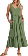 Women's Flowy V Neck Maxi Dress for Casual Summer Style