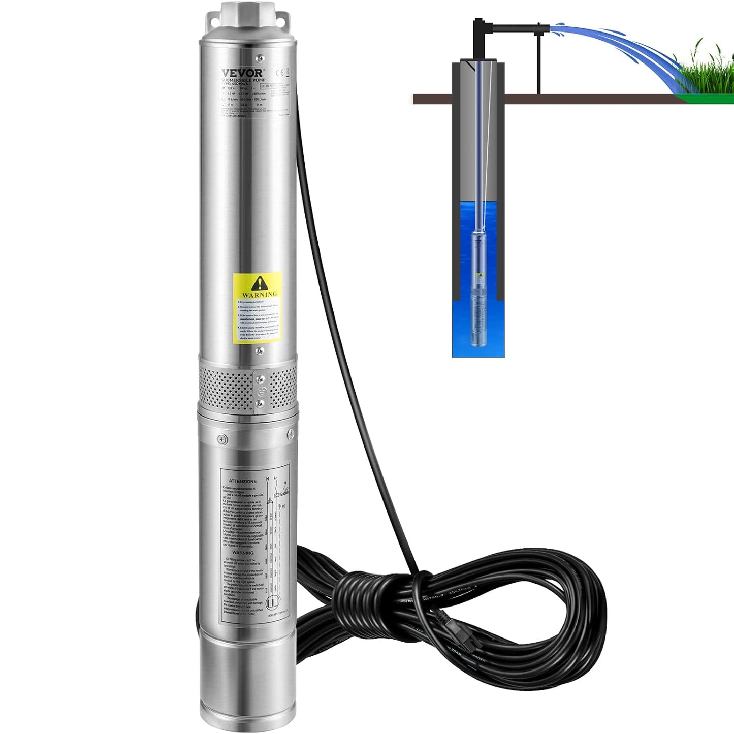 VEVOR Deep Well Submersible Pump for Home and Industrial Use