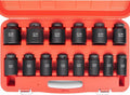 1/2 Inch Drive Deep Impact Socket Set, Metric 25-50mm - Durable Reach