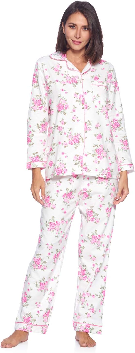 Casual Nights Women's Flannel Long Sleeve Pajama Set for Comfort