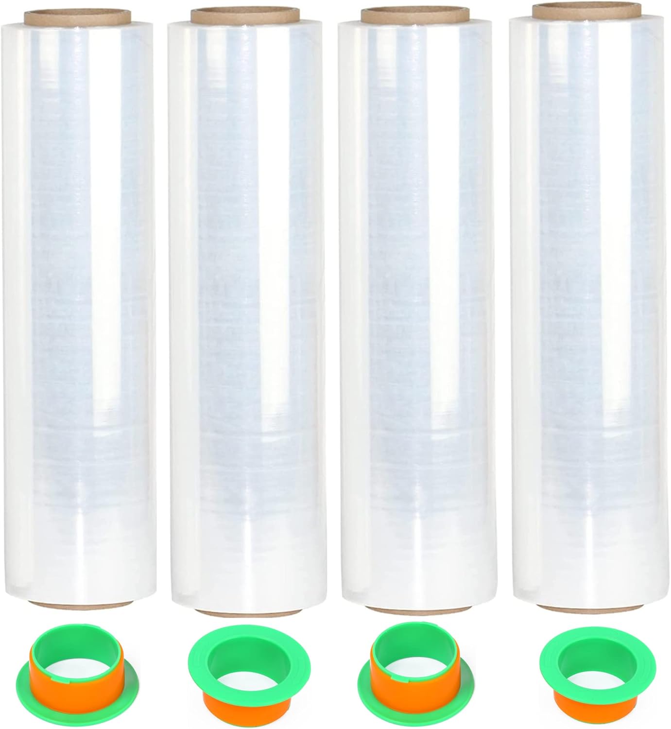 4-Pack Clear Stretch Wrap 18in x 1000ft for Heavy Duty Packing