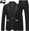 Mens Slim Fit One Button Tuxedo Suit - Shawl Lapel Color Clashing