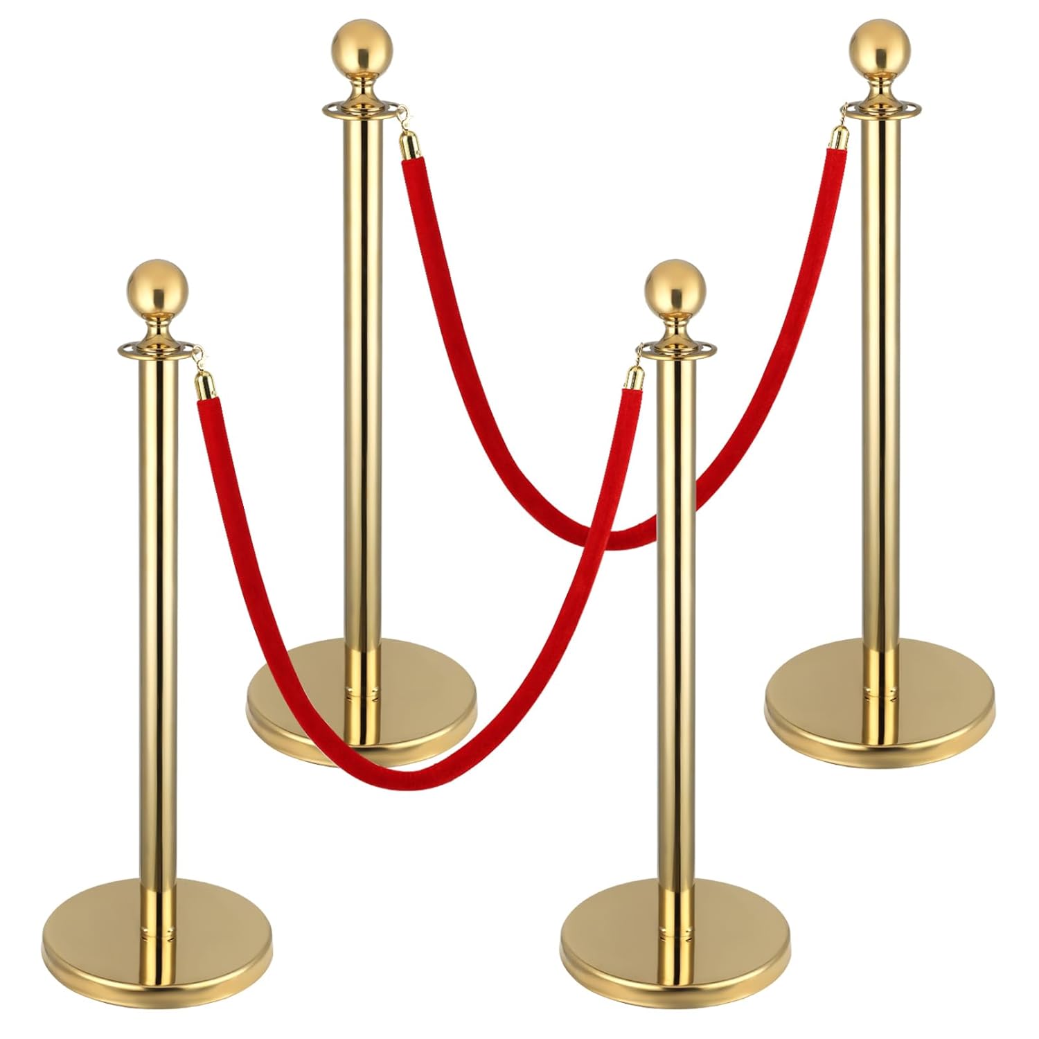 Gold Stanchions and Red Velvet Ropes Set for Crowd Control