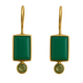 Green Onyx and Peridot Gold Plated Sterling Silver Drop Earrings