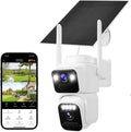 Dual Lens 2K Solar Security Camera with Spotlight - Dual Screen View