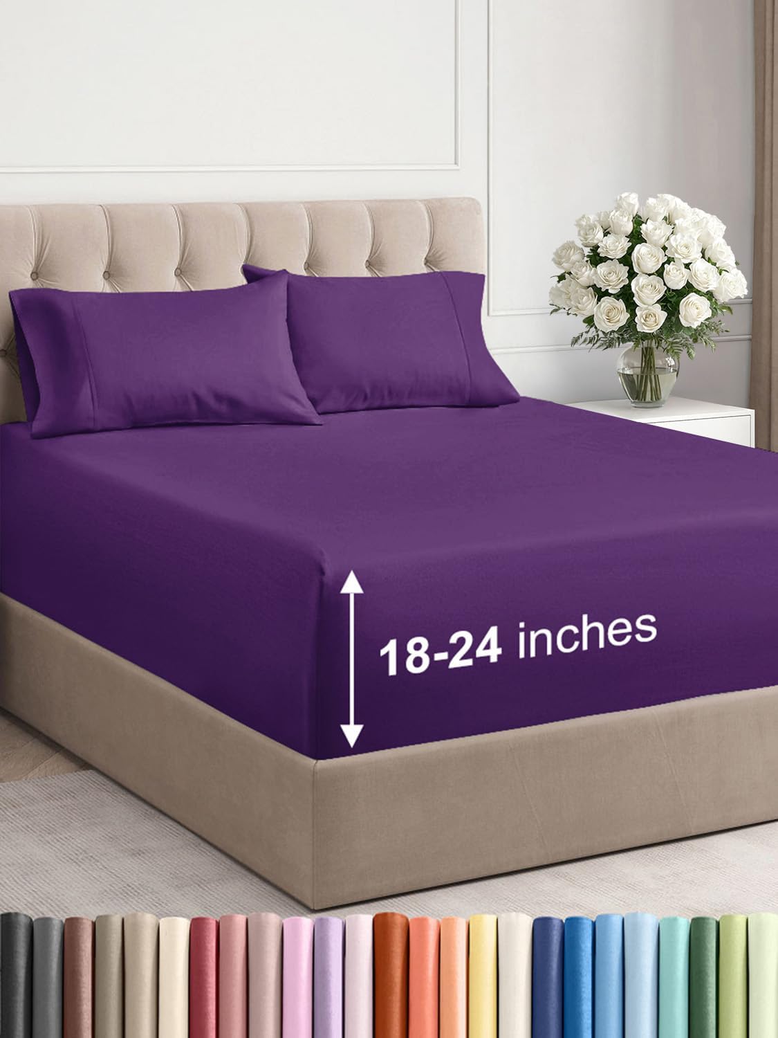 Extra Deep Pocket Queen Sheet Set - Ultra Soft & Cooling Sheets