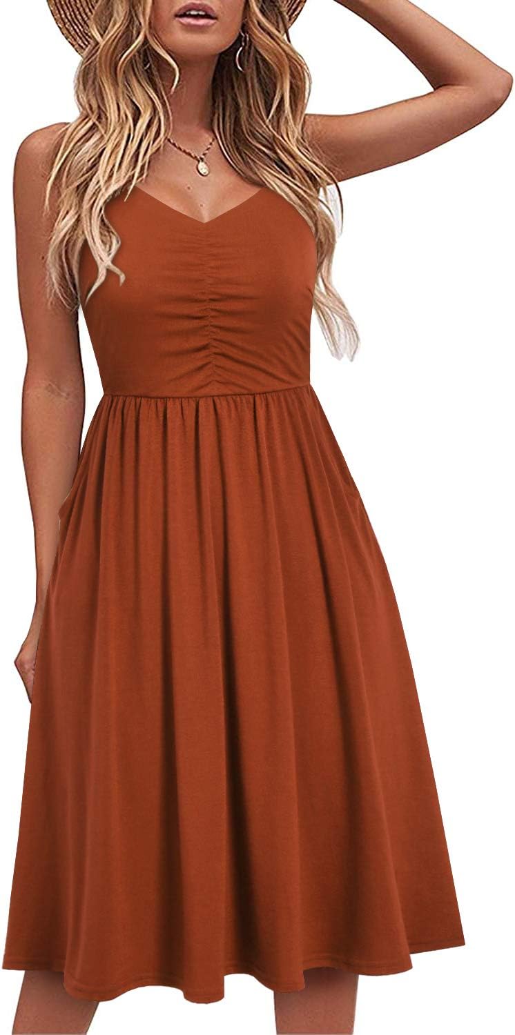 YATHON Casual Dresses for Women with Pockets and Spaghetti Straps