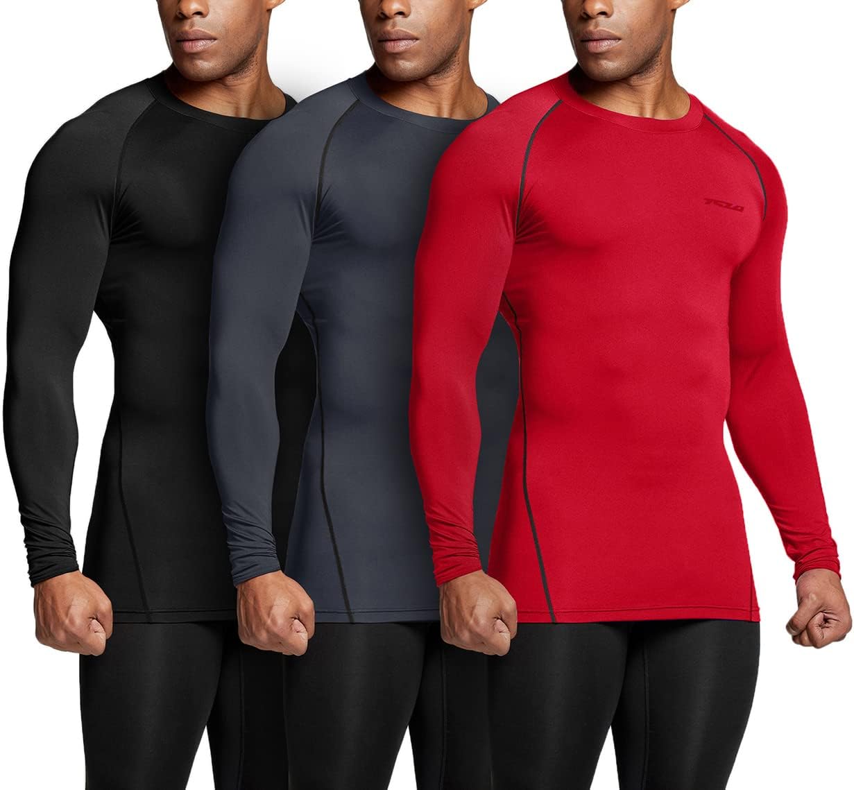TSLA Men's UPF 50+ Compression Shirts for Active Workouts