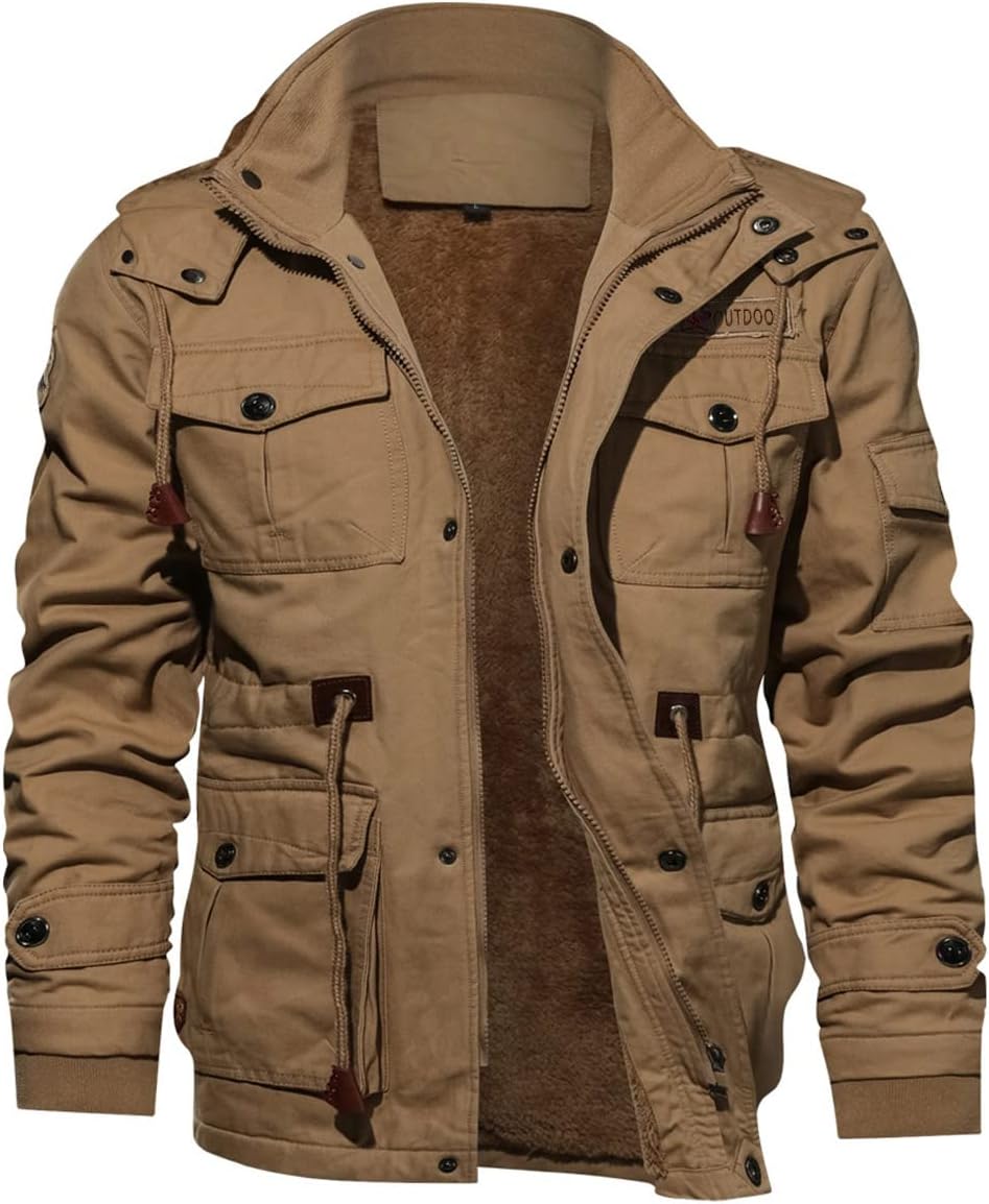 TACVASEN Men's Winter Jacket Thick Fleece Lined Cargo Coats