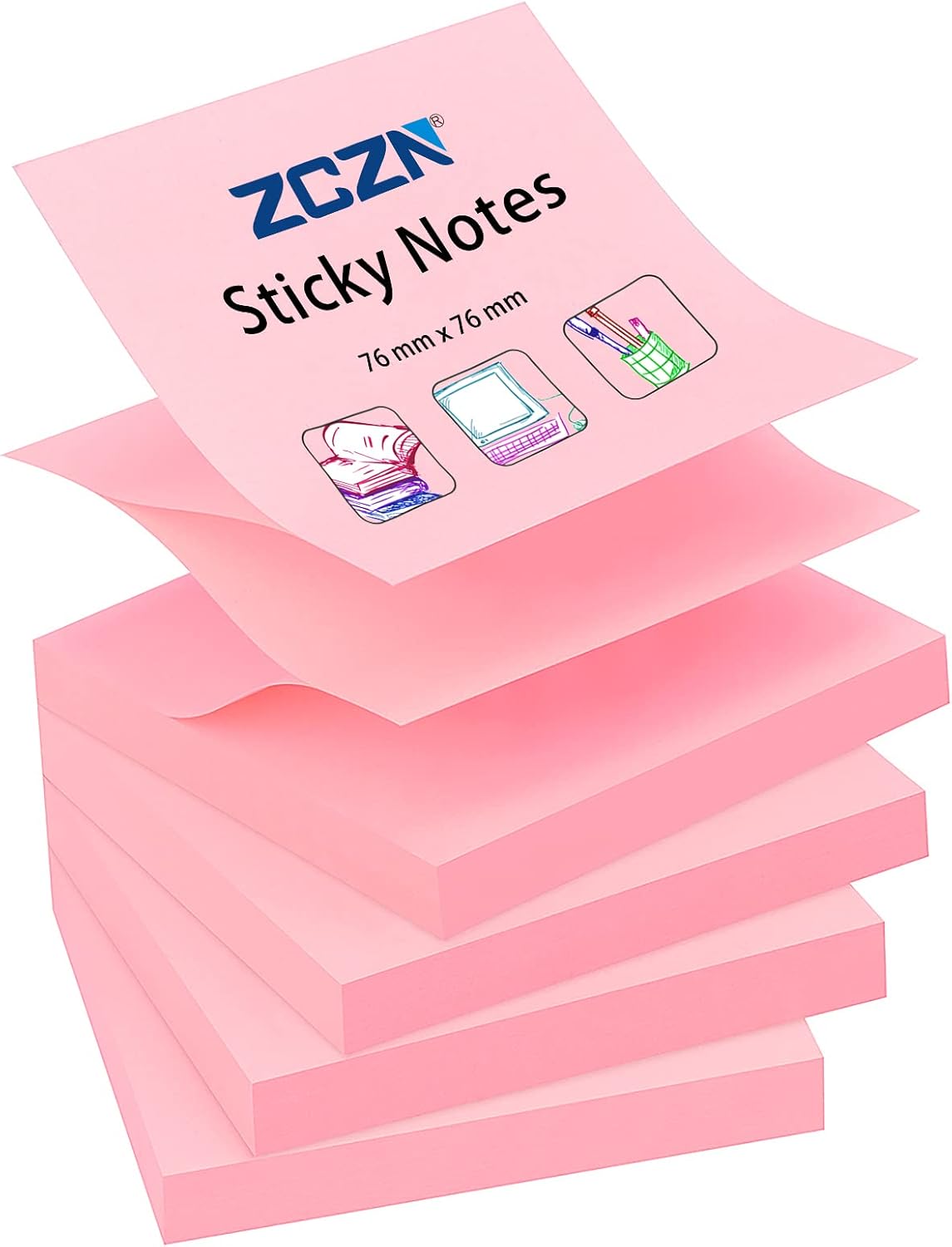 ZCZN Pop-up Sticky Notes, 400 Sheets, Pink Bliss